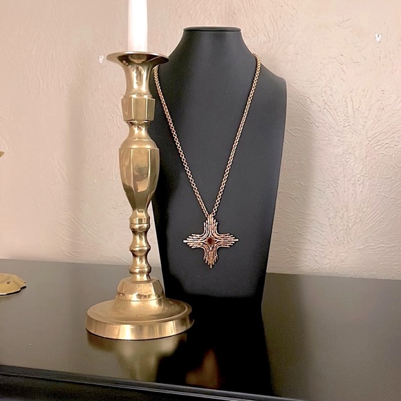 SARAH COVENTRY Vintage 1970s Gold Tone Omega Cross Pendant. - Picture 11 of 13